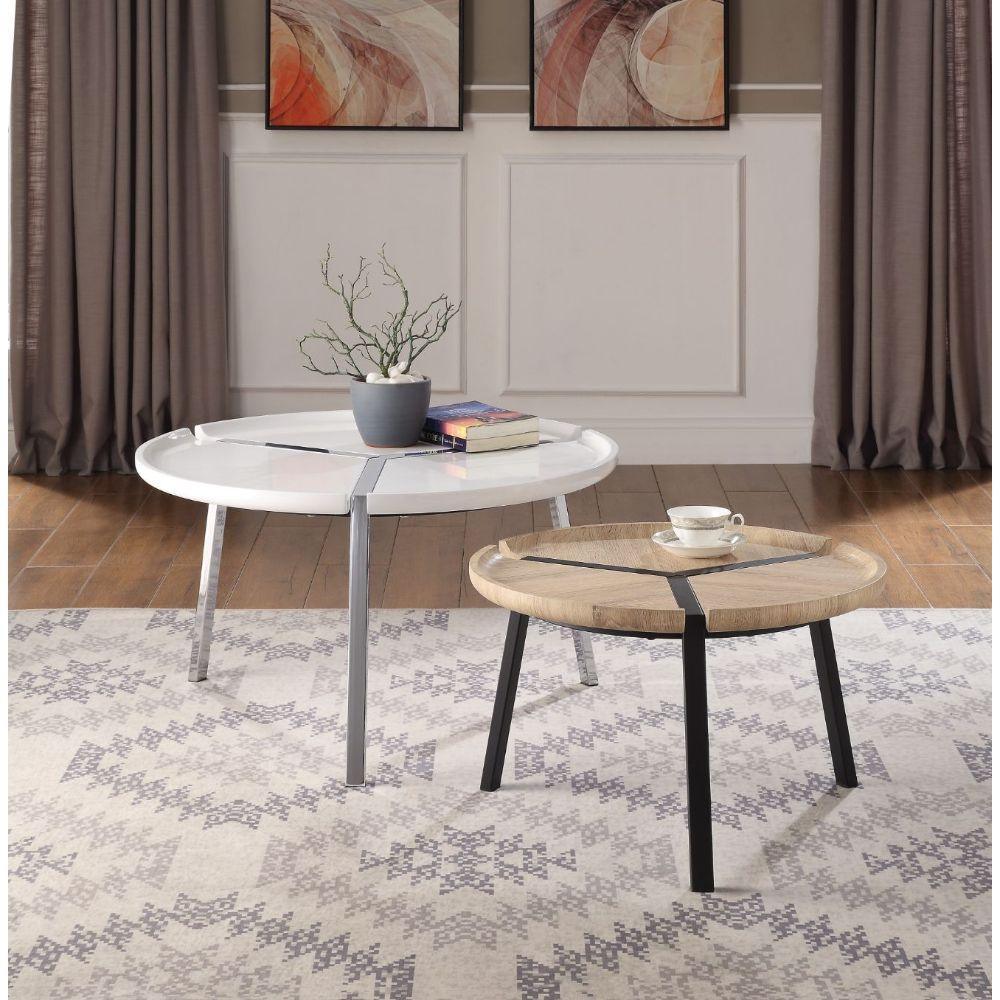 Casia 2Pc Pk Nesting Table Set White & Natural FredCo