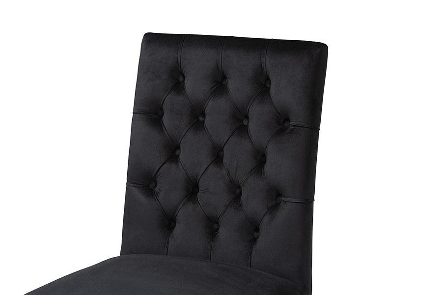 Caspera Contemporary Glam and Luxe Black Velvet Fabric and Gold Metal 2-Piece Dining Chair Set FredCo