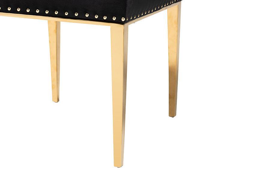 Caspera Contemporary Glam and Luxe Black Velvet Fabric and Gold Metal 2-Piece Dining Chair Set FredCo
