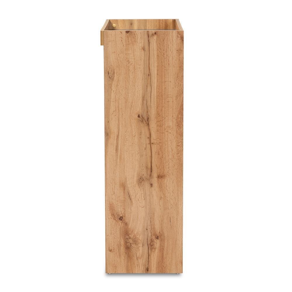 Caspian Modern and Contemporary Two-Tone Grey and Oak Brown Finished Wood Shoe Cabinet FredCo