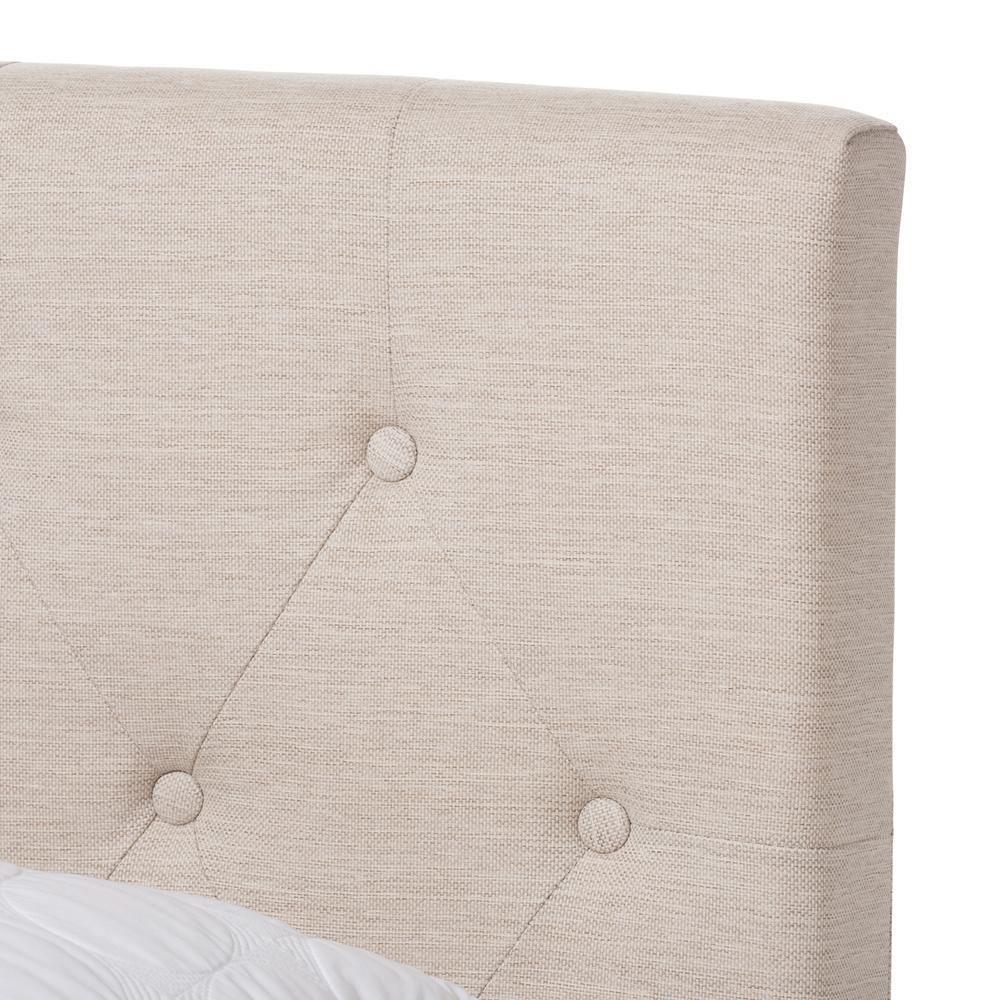 Cassandra Modern and Contemporary Light Beige Fabric Upholstered Queen Size Bed FredCo