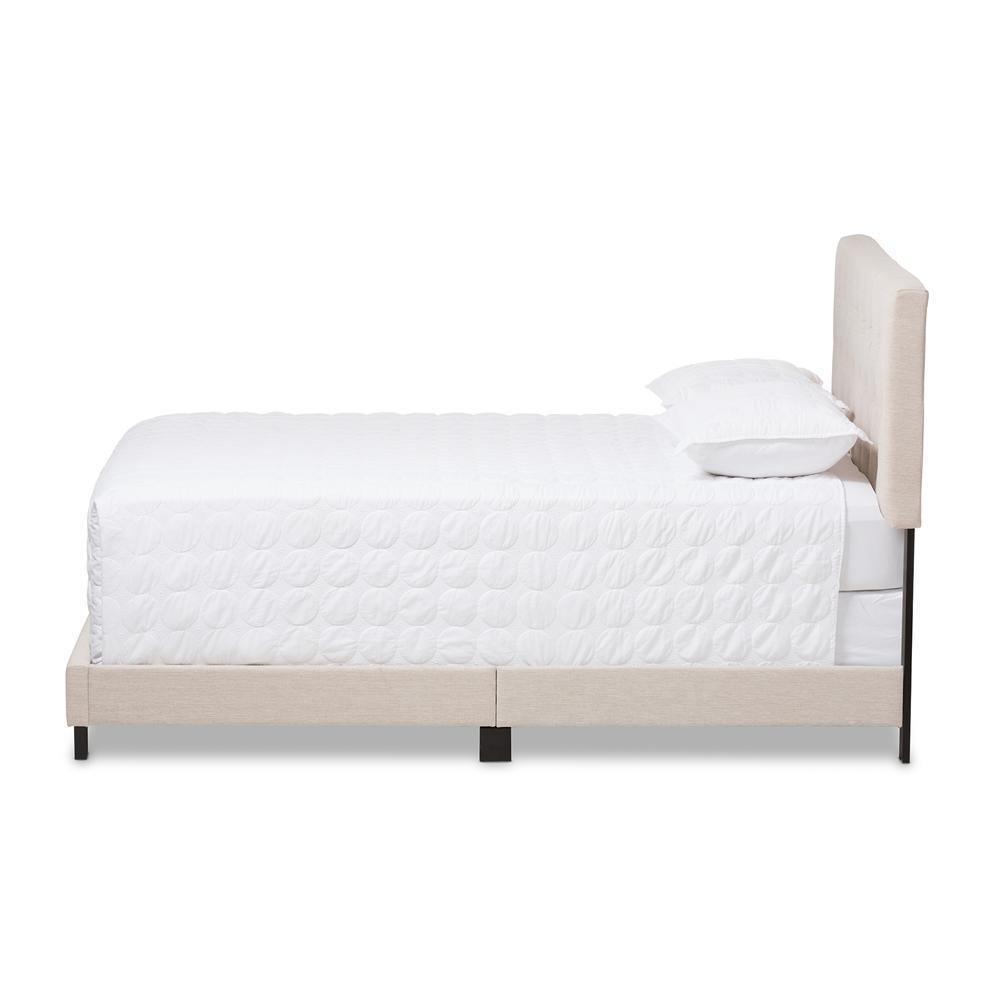 Cassandra Modern and Contemporary Light Beige Fabric Upholstered Queen Size Bed FredCo
