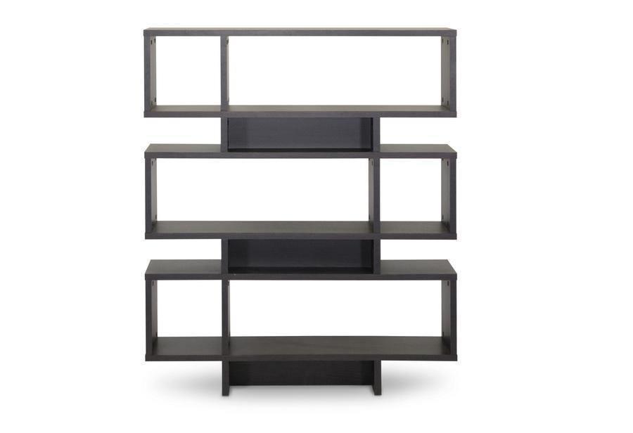 Cassidy 6-Level Dark Brown Modern Bookshelf FredCo