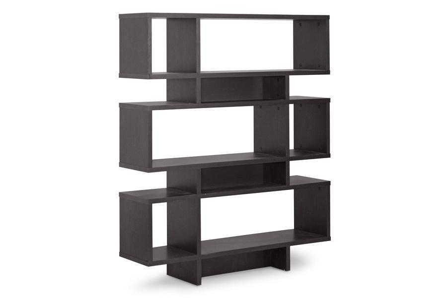 Cassidy 6-Level Dark Brown Modern Bookshelf FredCo