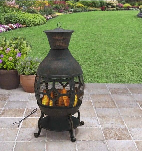 Cast Iron Chiminea, Antique Bronze with Poker - FredCo FredCo