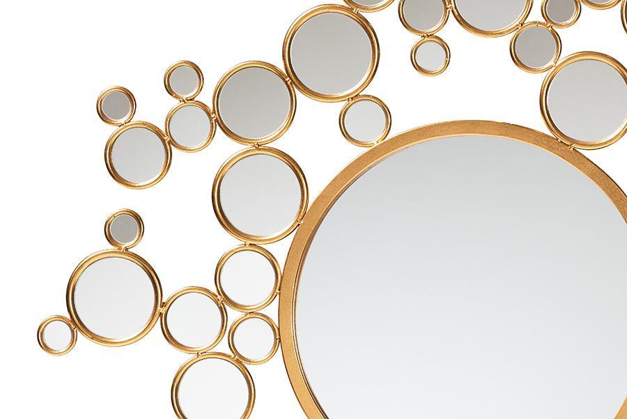 Castiel Modern Glam and Luxe Antique Goldleaf Metal Bubble Accent Wall Mirror FredCo