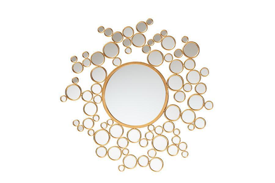 Castiel Modern Glam and Luxe Antique Goldleaf Metal Bubble Accent Wall Mirror FredCo