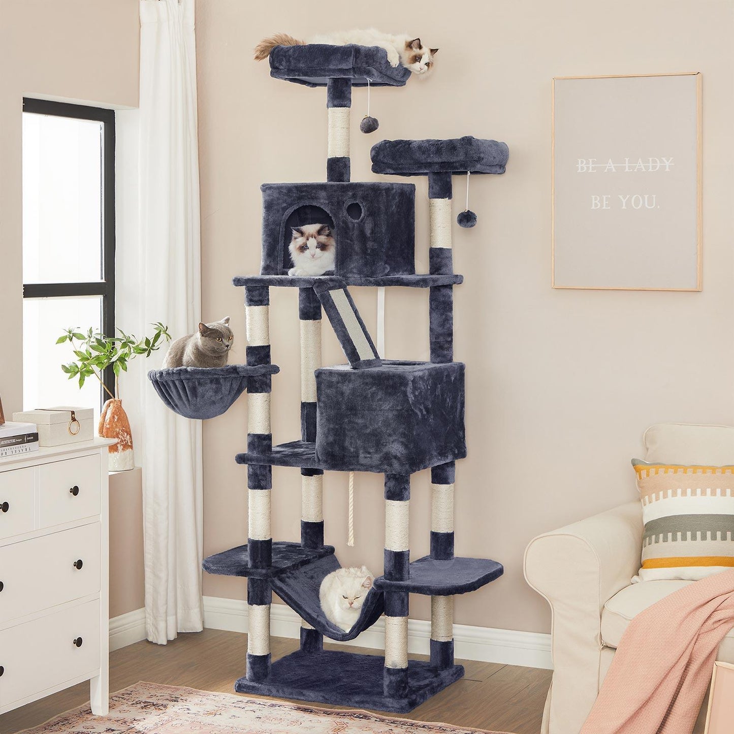 Cat Tree Smoky Gray 81.1-Inch Tall FredCo