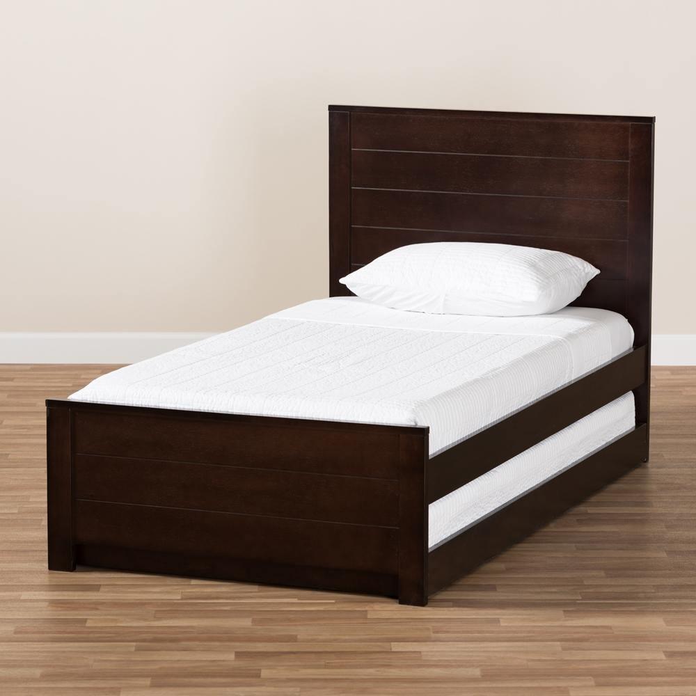Catalina Modern Classic Mission Style Dark Brown-Finished Wood Twin Platform Bed with Trundle FredCo