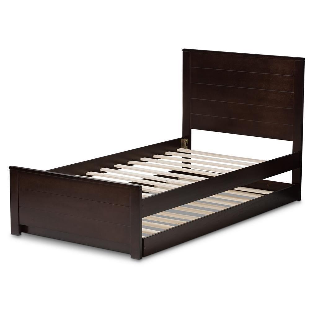 Catalina Modern Classic Mission Style Dark Brown-Finished Wood Twin Platform Bed with Trundle FredCo