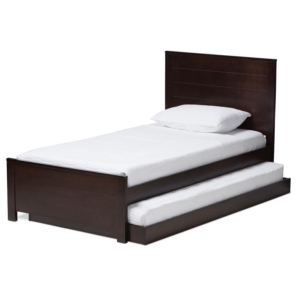 Catalina Modern Classic Mission Style Dark Brown-Finished Wood Twin Platform Bed with Trundle FredCo