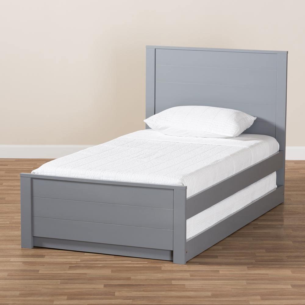Catalina Modern Classic Mission Style Grey-Finished Wood Twin Platform Bed with Trundle FredCo