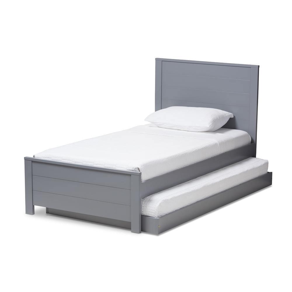 Catalina Modern Classic Mission Style Grey-Finished Wood Twin Platform Bed with Trundle FredCo