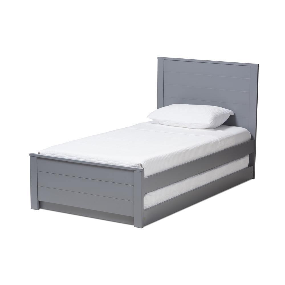 Catalina Modern Classic Mission Style Grey-Finished Wood Twin Platform Bed with Trundle FredCo
