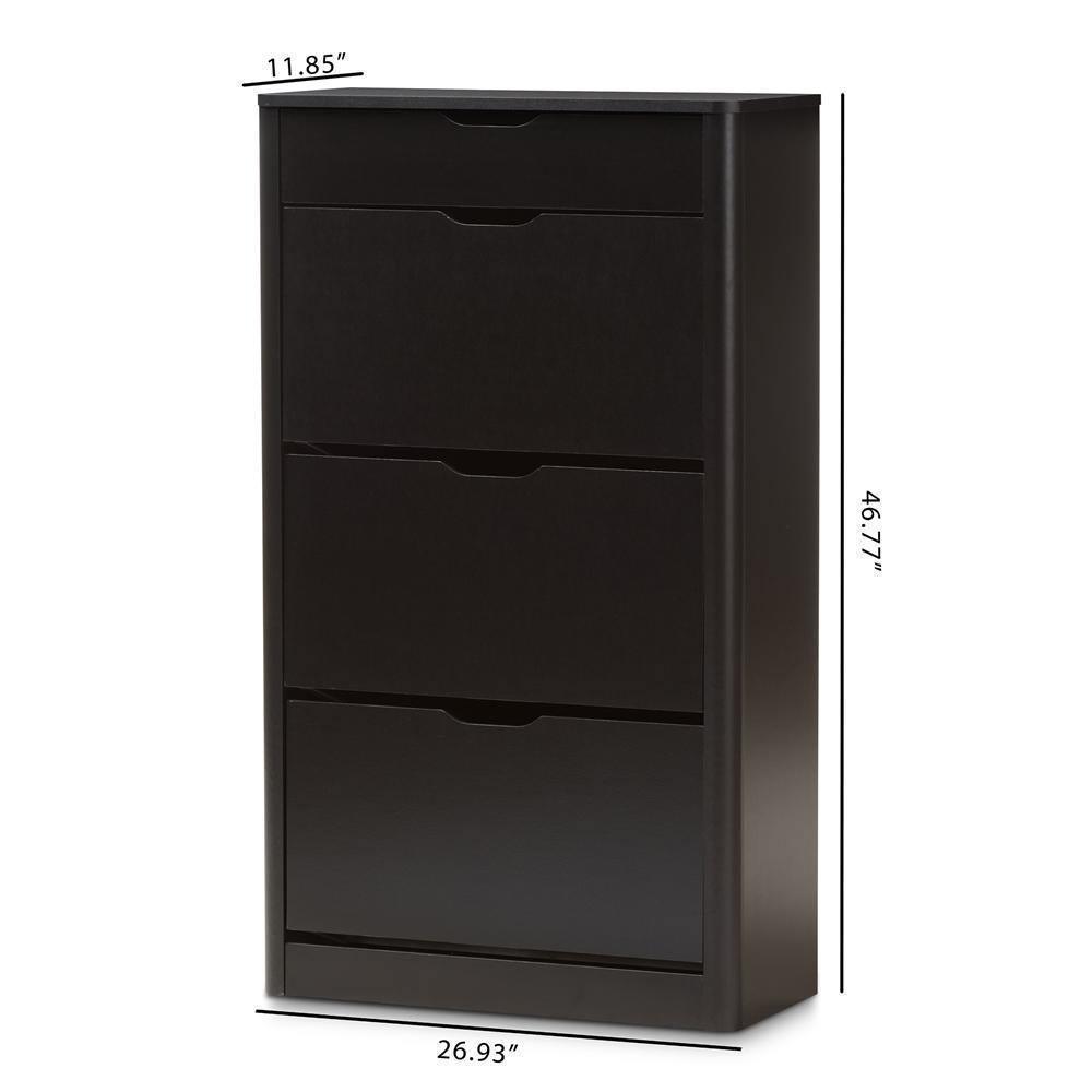 Cayla Modern and Contemporary Black Wood Shoe Cabinet FredCo