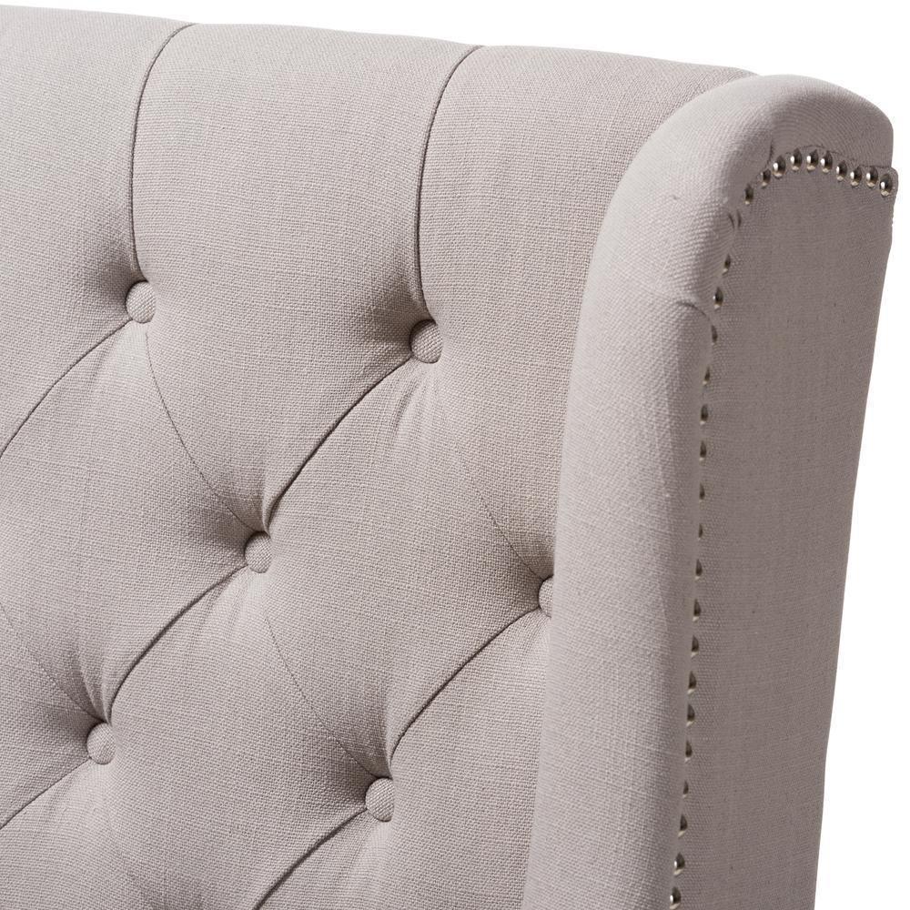 Cedulie French Provincial Beige Fabric Upholstered Whitewashed Oak Lounge Chair FredCo