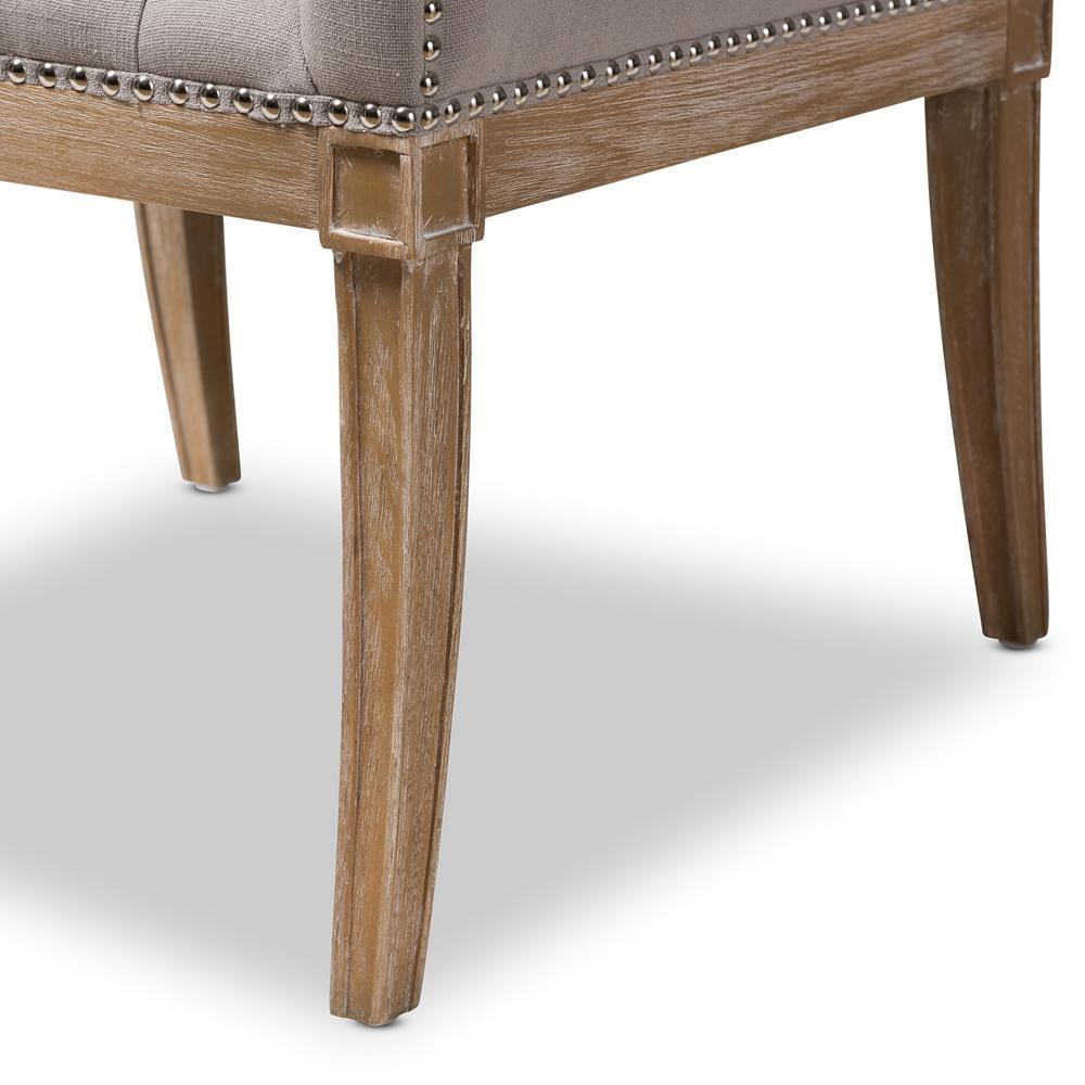 Cedulie French Provincial Beige Fabric Upholstered Whitewashed Oak Lounge Chair FredCo