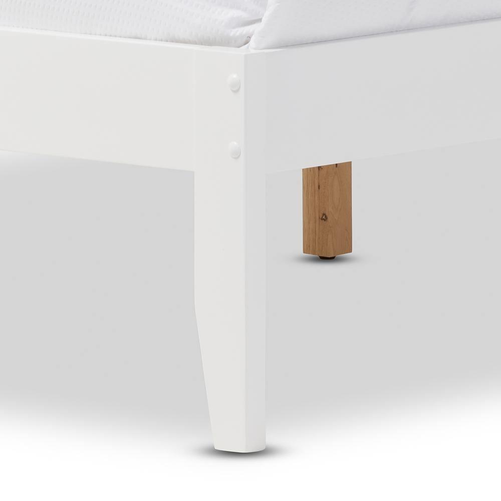 Celine Modern and Contemporary Geometric Pattern White Solid Wood Queen Size Platform Bed FredCo