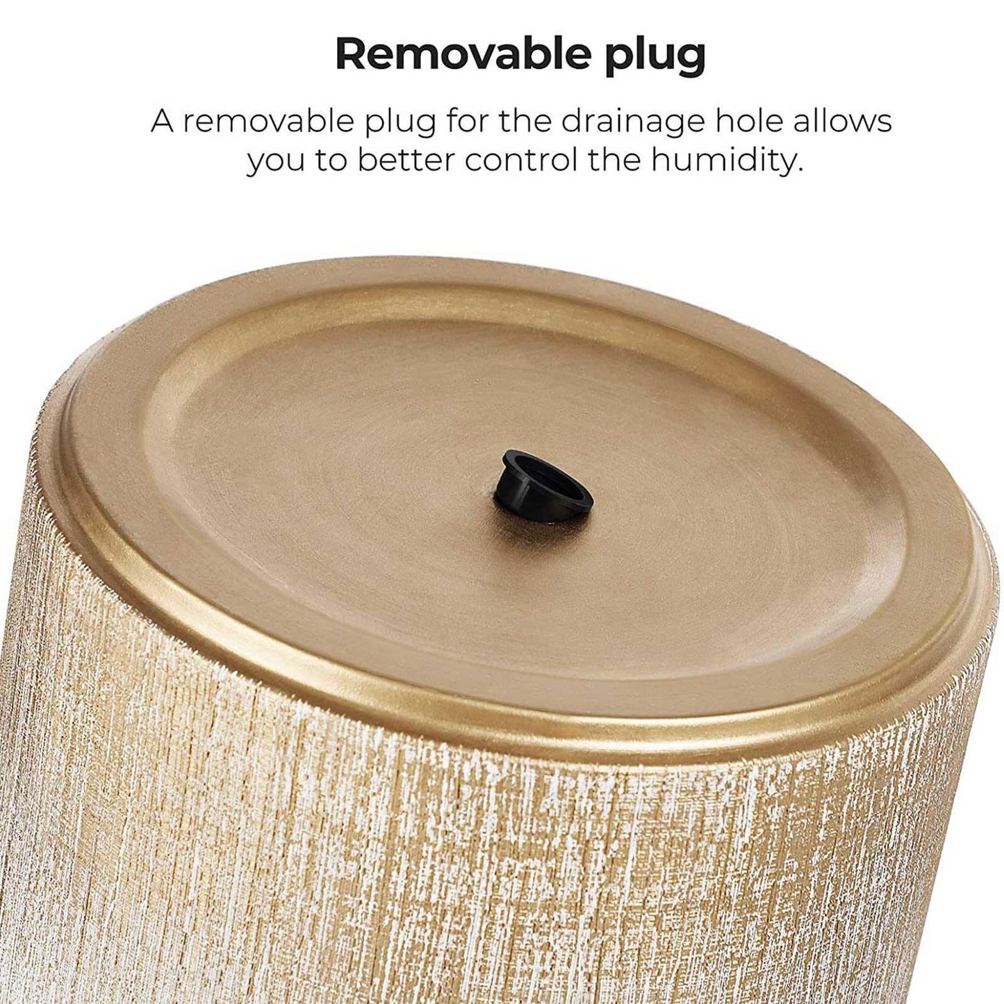Ceramic Plant Pot Brushed White and Gold FredCo