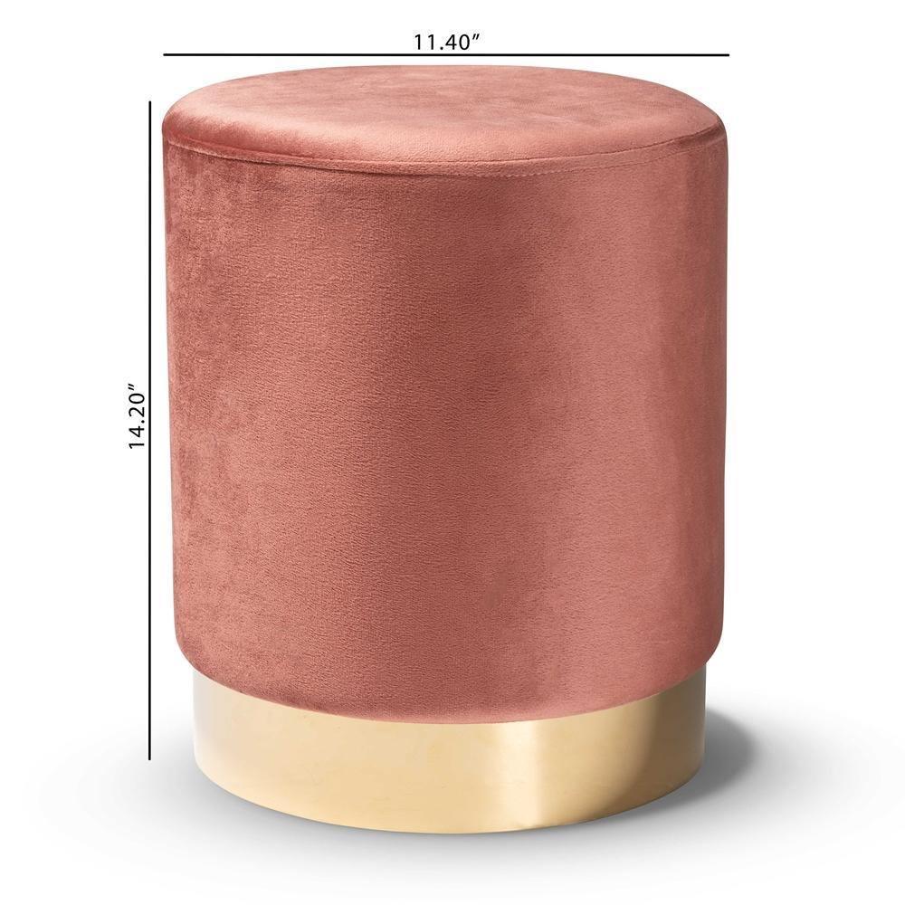 Chaela Contemporary Glam and Luxe Blush Pink Velvet Fabric Upholstered and Gold Finished Metal Ottoman FredCo