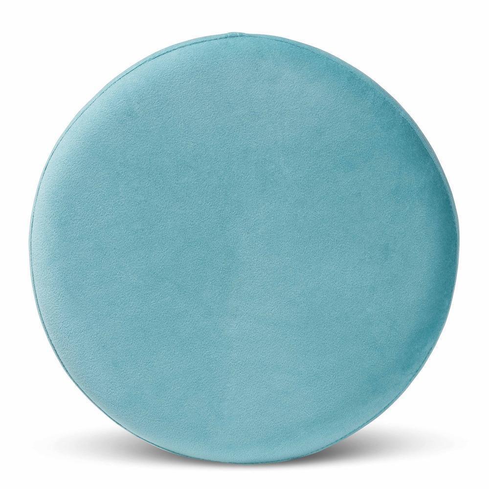 Chaela Contemporary Glam and Luxe Sky Blue Velvet Fabric Upholstered and Gold Finished Metal Ottoman FredCo