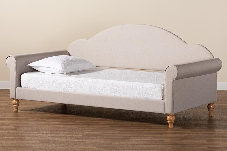 Chaise Classic and Traditional Light Grey Fabric and Natural Brown Finished Wood Twin Size Daybed FredCo