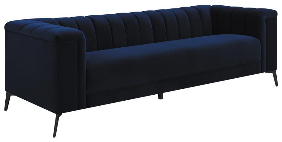 Chalet 3-piece Tuxedo Arm Living Room Set Blue 509211-S3 Coaster FredCo