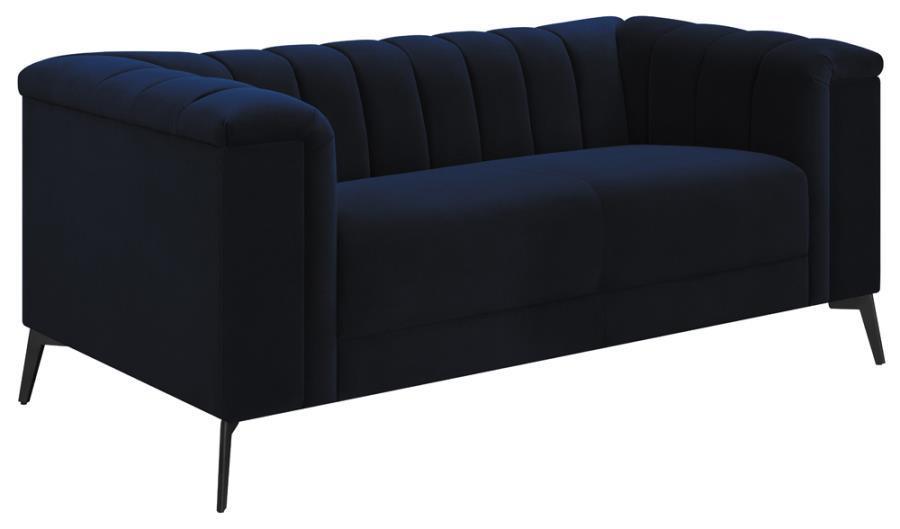 Chalet 3-piece Tuxedo Arm Living Room Set Blue 509211-S3 Coaster FredCo
