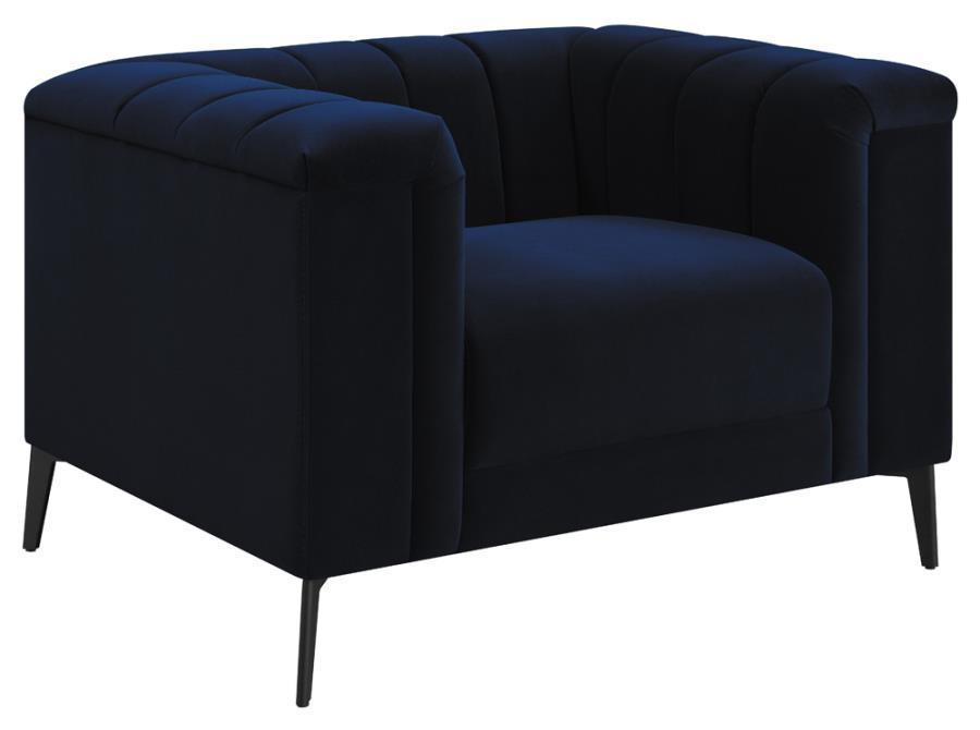 Chalet 3-piece Tuxedo Arm Living Room Set Blue 509211-S3 Coaster FredCo