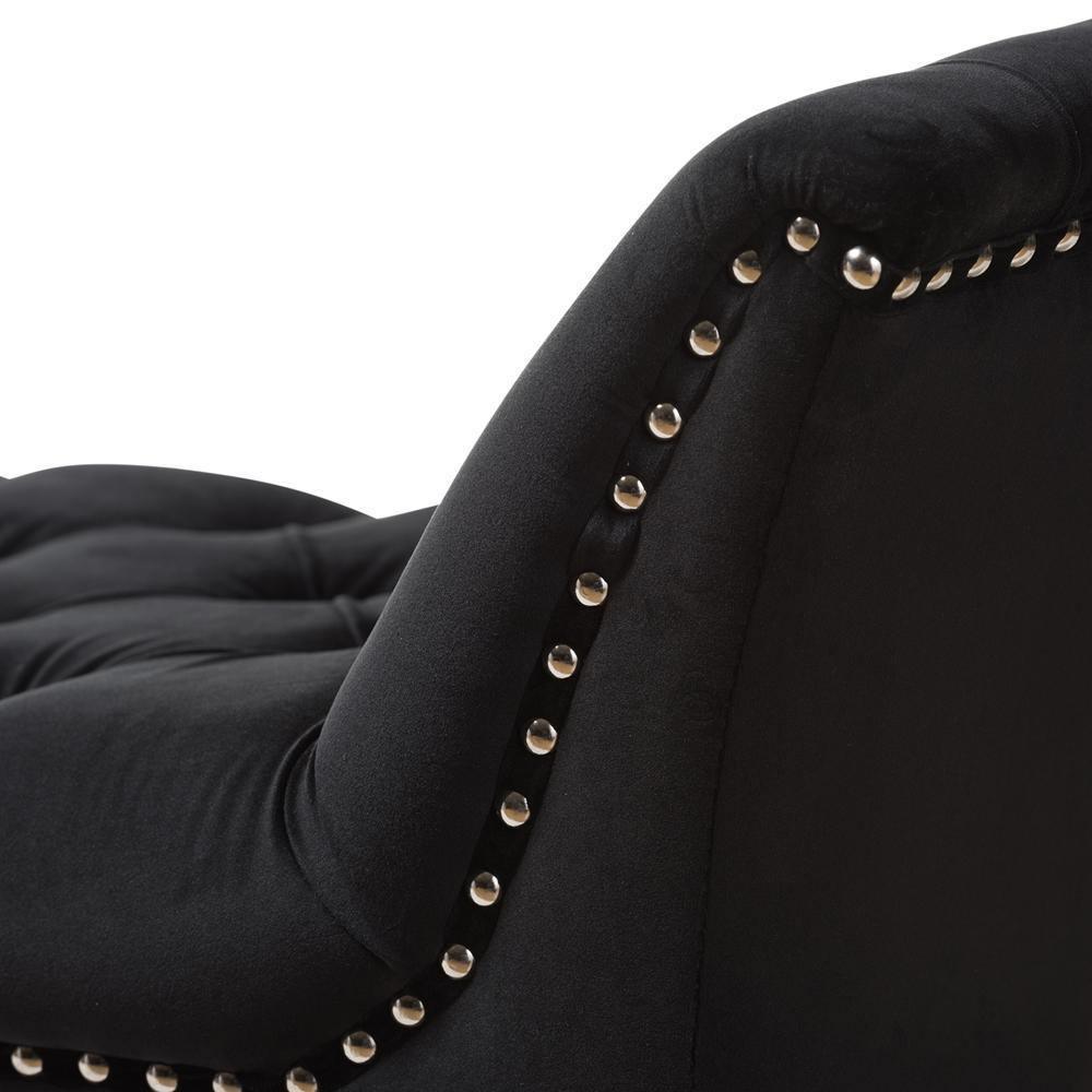 Chandelle Luxe and Contemporary Black Velvet Upholstered Bench FredCo