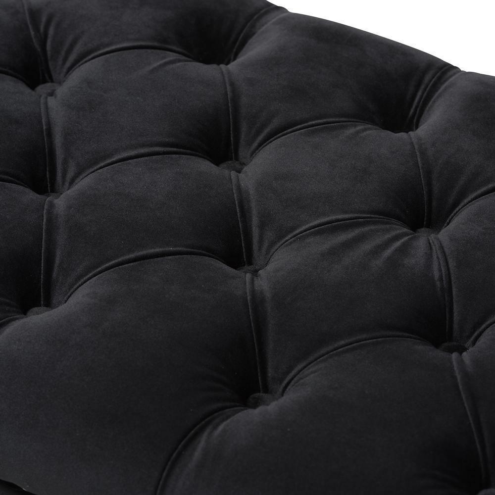 Chandelle Luxe and Contemporary Black Velvet Upholstered Bench FredCo