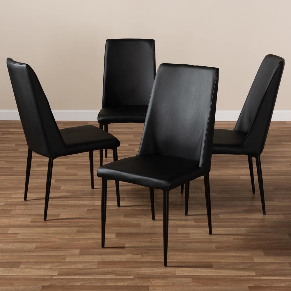 Chandelle Modern and Contemporary Black Faux Leather Upholstered Dining Chair (Set of 4) FredCo