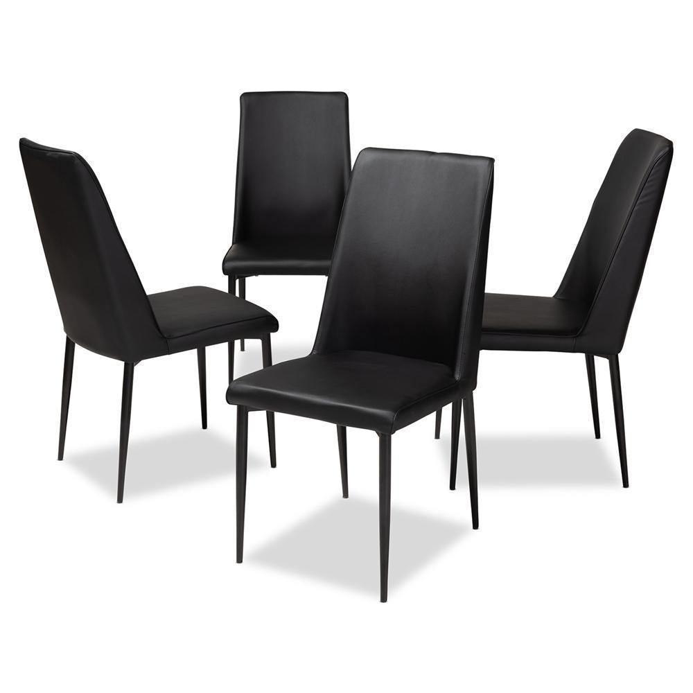 Chandelle Modern and Contemporary Black Faux Leather Upholstered Dining Chair (Set of 4) FredCo