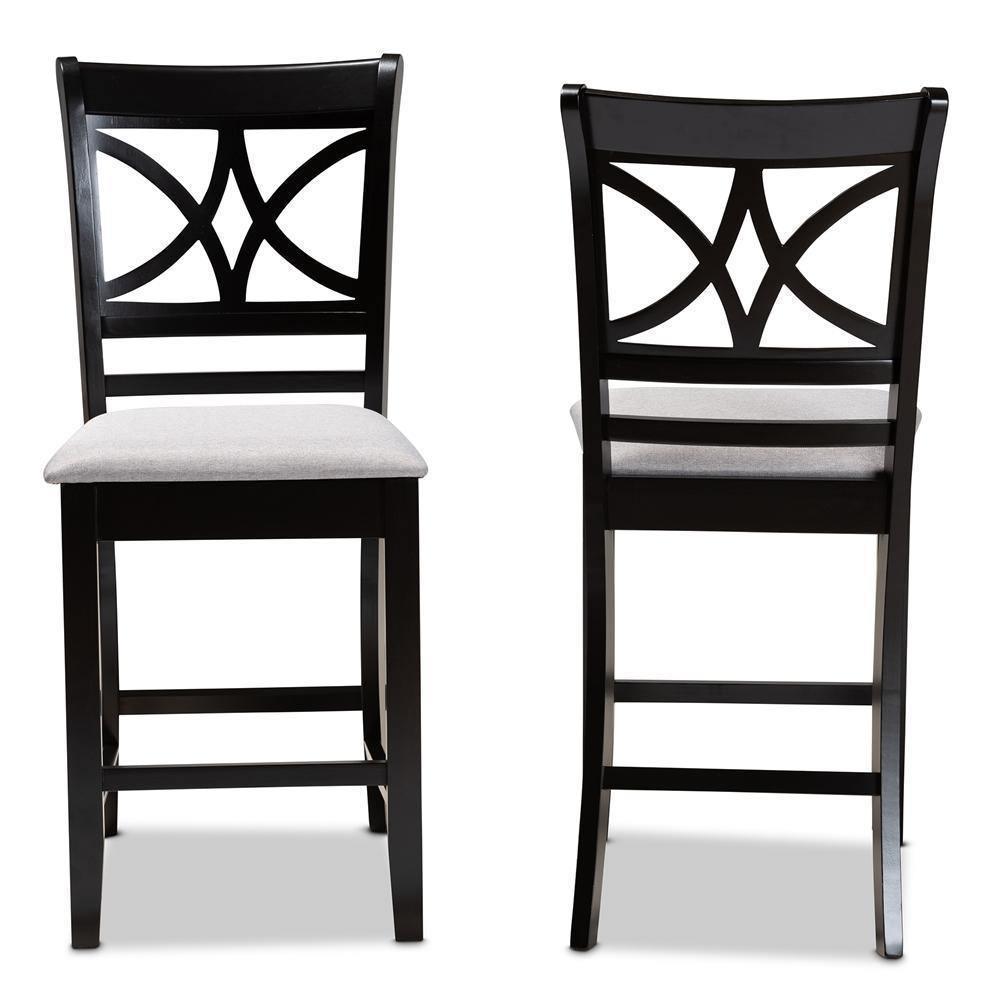Chandler Modern and Contemporary Grey Fabric Upholstered and Espresso Brown Finished Wood 2-Piece Counter Height Pub Chair Set FredCo