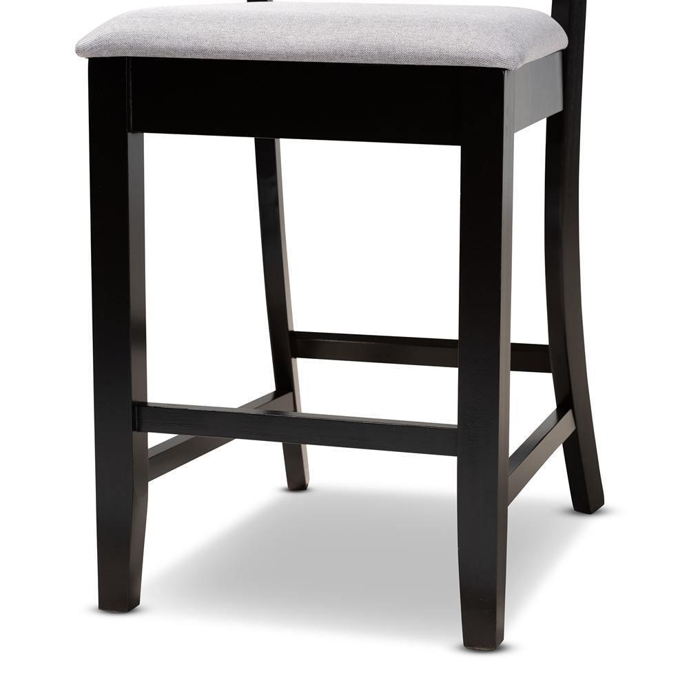 Chandler Modern and Contemporary Grey Fabric Upholstered and Espresso Brown Finished Wood 2-Piece Counter Height Pub Chair Set FredCo