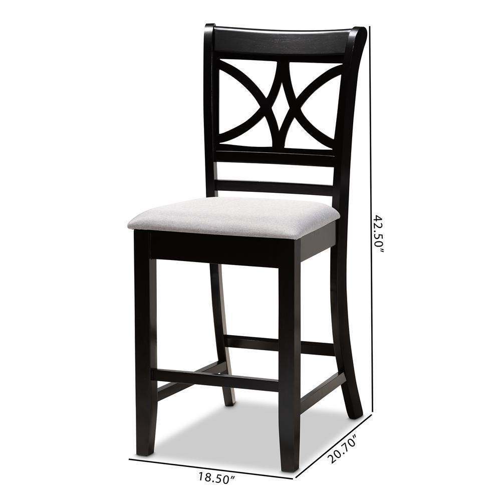Chandler Modern and Contemporary Grey Fabric Upholstered and Espresso Brown Finished Wood 2-Piece Counter Height Pub Chair Set FredCo