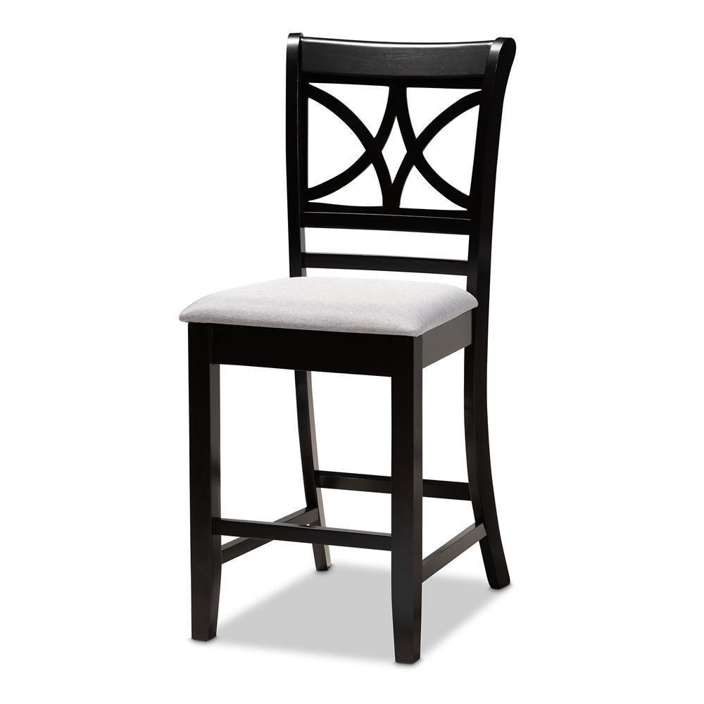 Chandler Modern and Contemporary Grey Fabric Upholstered and Espresso Brown Finished Wood 5-Piece Counter Height Pub Dining Set FredCo