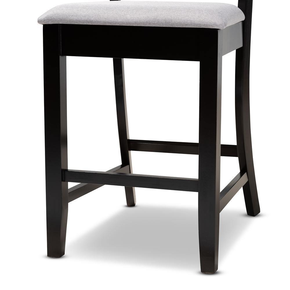Chandler Modern and Contemporary Grey Fabric Upholstered and Espresso Brown Finished Wood 5-Piece Counter Height Pub Dining Set FredCo