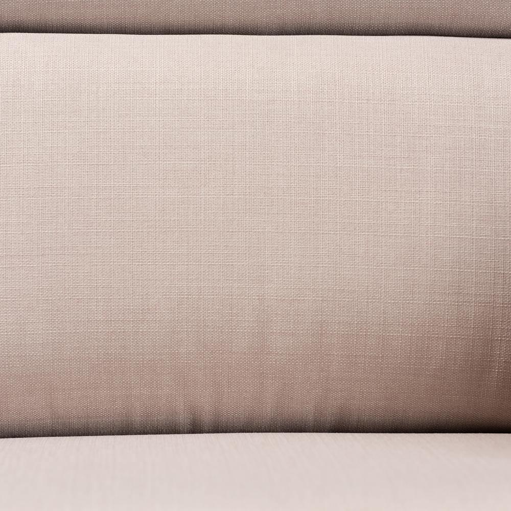 Charlotte Modern Classic Mission Style Taupe Fabric Upholstered Walnut Brown Finished Wood 3-Seater Sofa FredCo