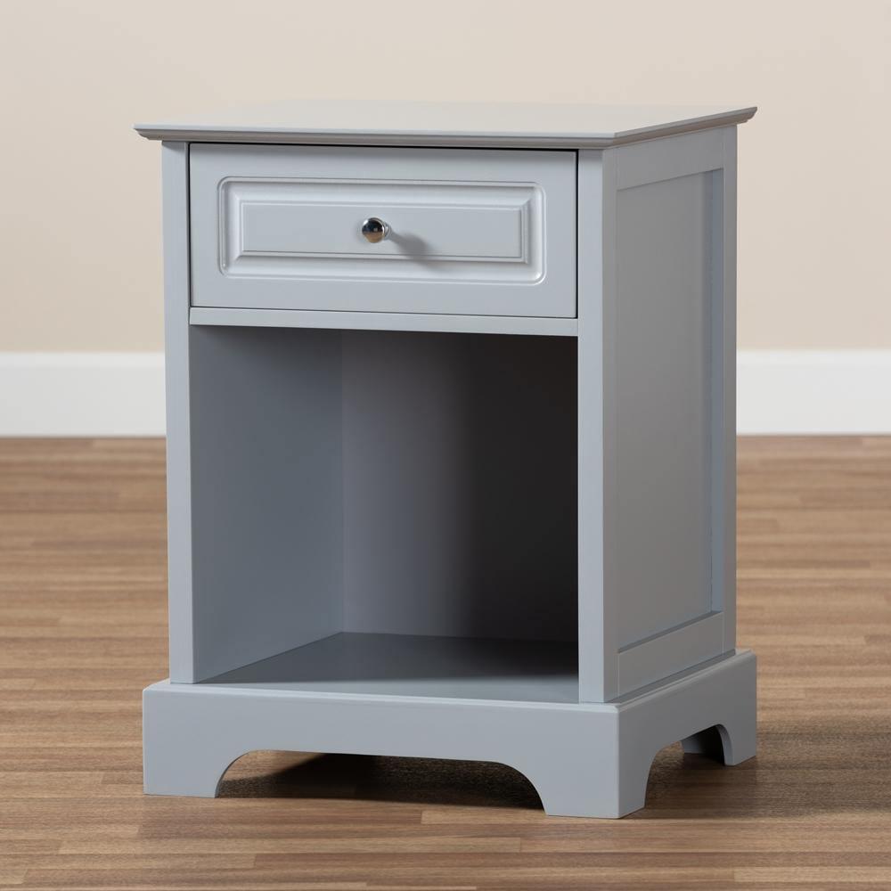 Chase Modern Transitional Light Grey Finished 1-Drawer Wood Nightstand FredCo