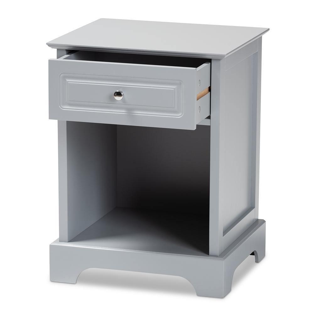 Chase Modern Transitional Light Grey Finished 1-Drawer Wood Nightstand FredCo