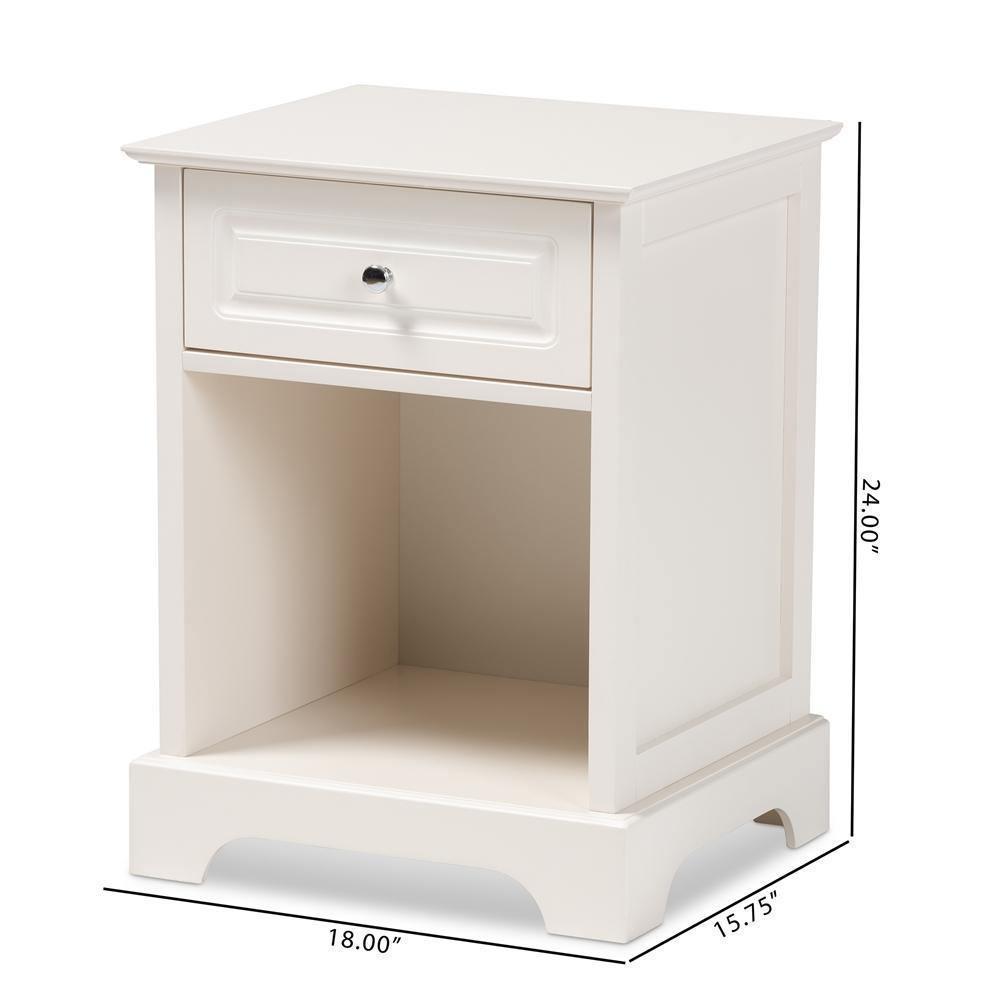 Chase Modern Transitional White Finished 1-Drawer Wood Nightstand FredCo