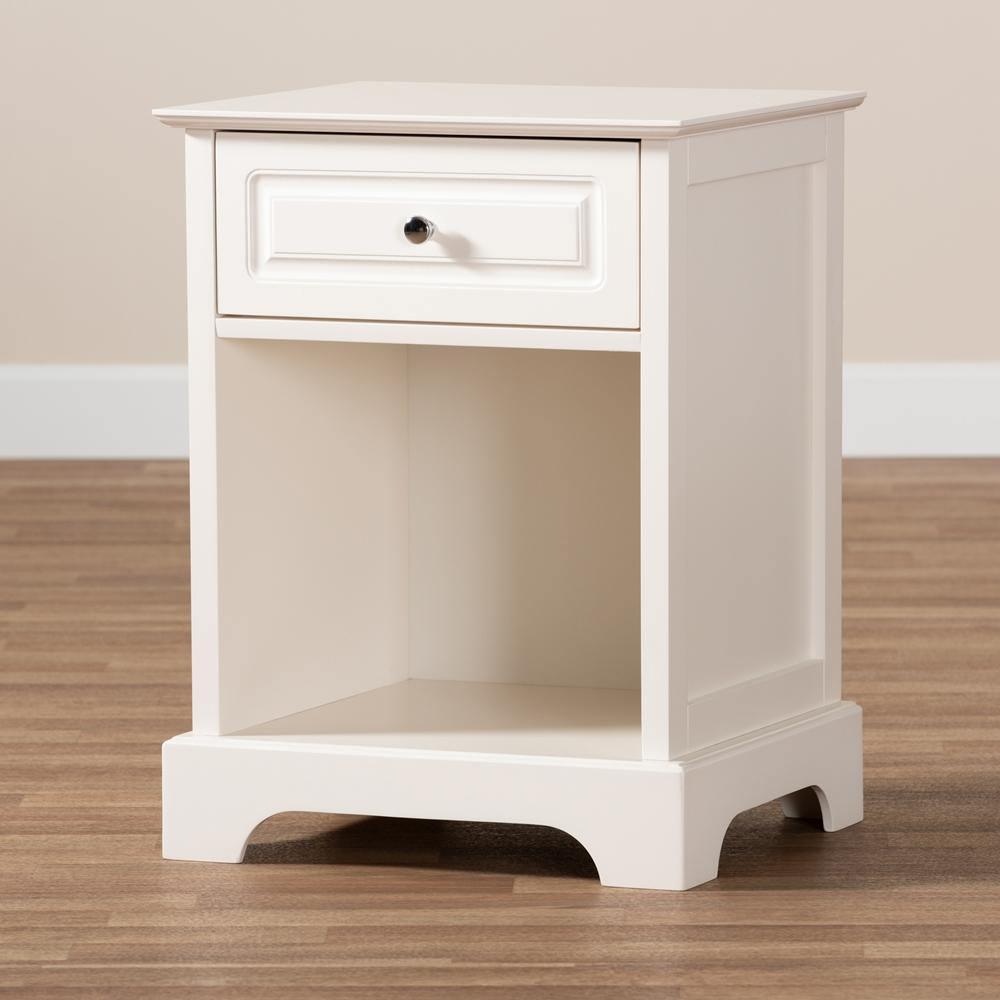 Chase Modern Transitional White Finished 1-Drawer Wood Nightstand FredCo