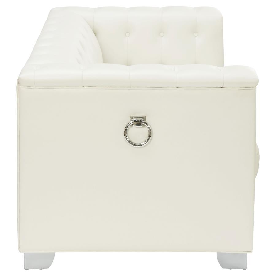 Chaviano Upholstered Tufted Living Room Set Pearl White 505391-S2 Coaster FredCo