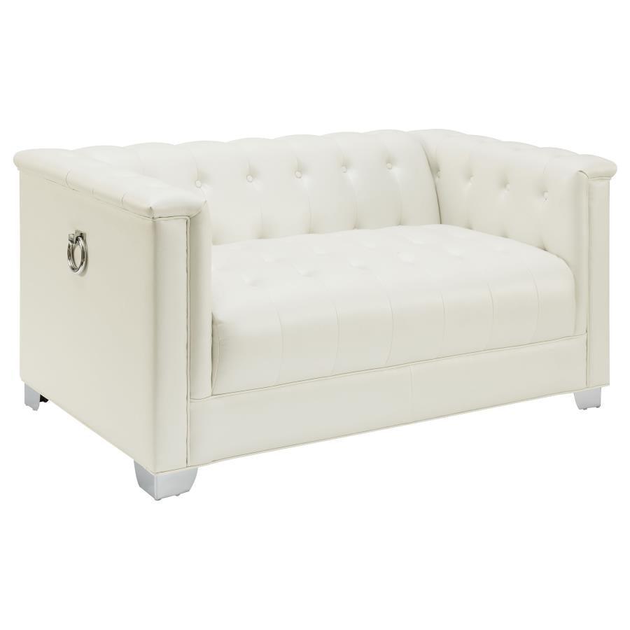 Chaviano Upholstered Tufted Living Room Set Pearl White 505391-S2 Coaster FredCo