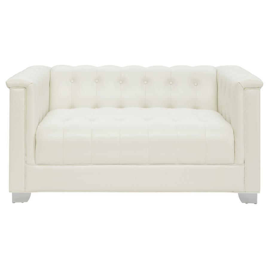 Chaviano Upholstered Tufted Living Room Set Pearl White 505391-S2 Coaster FredCo