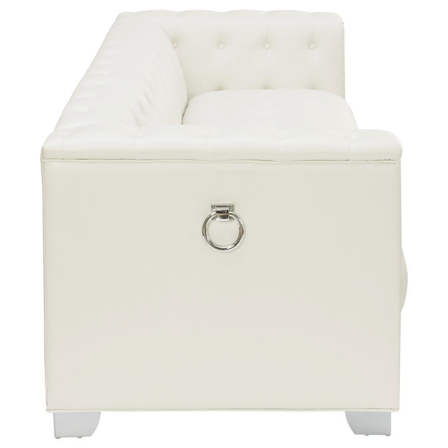 Chaviano Upholstered Tufted Living Room Set Pearl White 505391-S2 Coaster FredCo