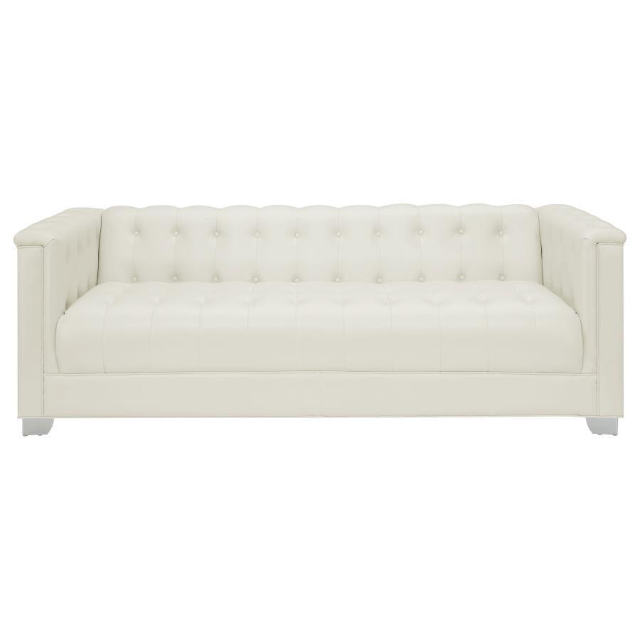 Chaviano Upholstered Tufted Living Room Set Pearl White 505391-S2 Coaster FredCo