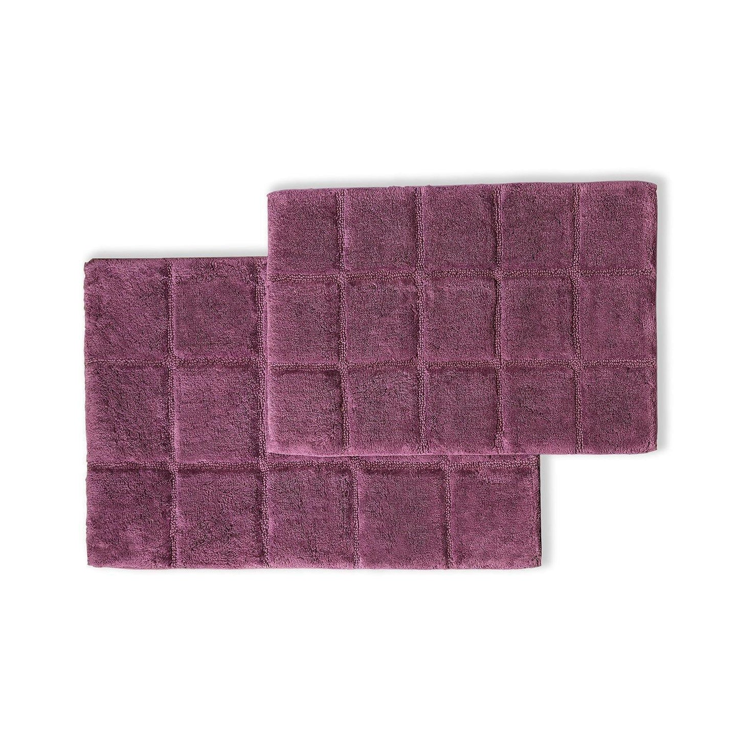 Checkered 100% Combed Cotton Non-Skid 2-Piece Bath Rug Set FredCo