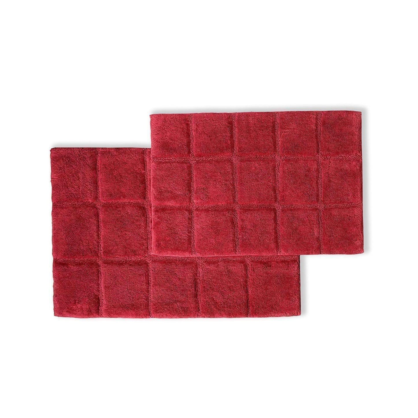 Checkered 100% Combed Cotton Non-Skid 2-Piece Bath Rug Set FredCo